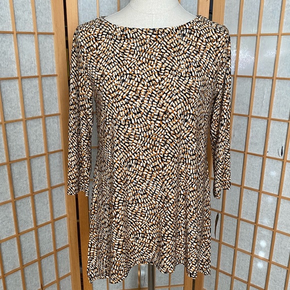 JM Collection Stretch Print Swing Top SZ PM NWT - Picture 2 of 12